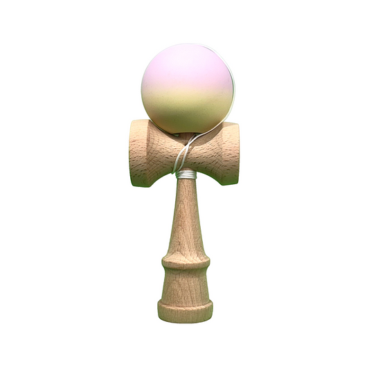 Kendama X Berbis – Jucarie Interactiva din Lemn, 18 cm, Joc de Indemanare pentru Copii si Adulti, Model Roz-Galben in Degrade
