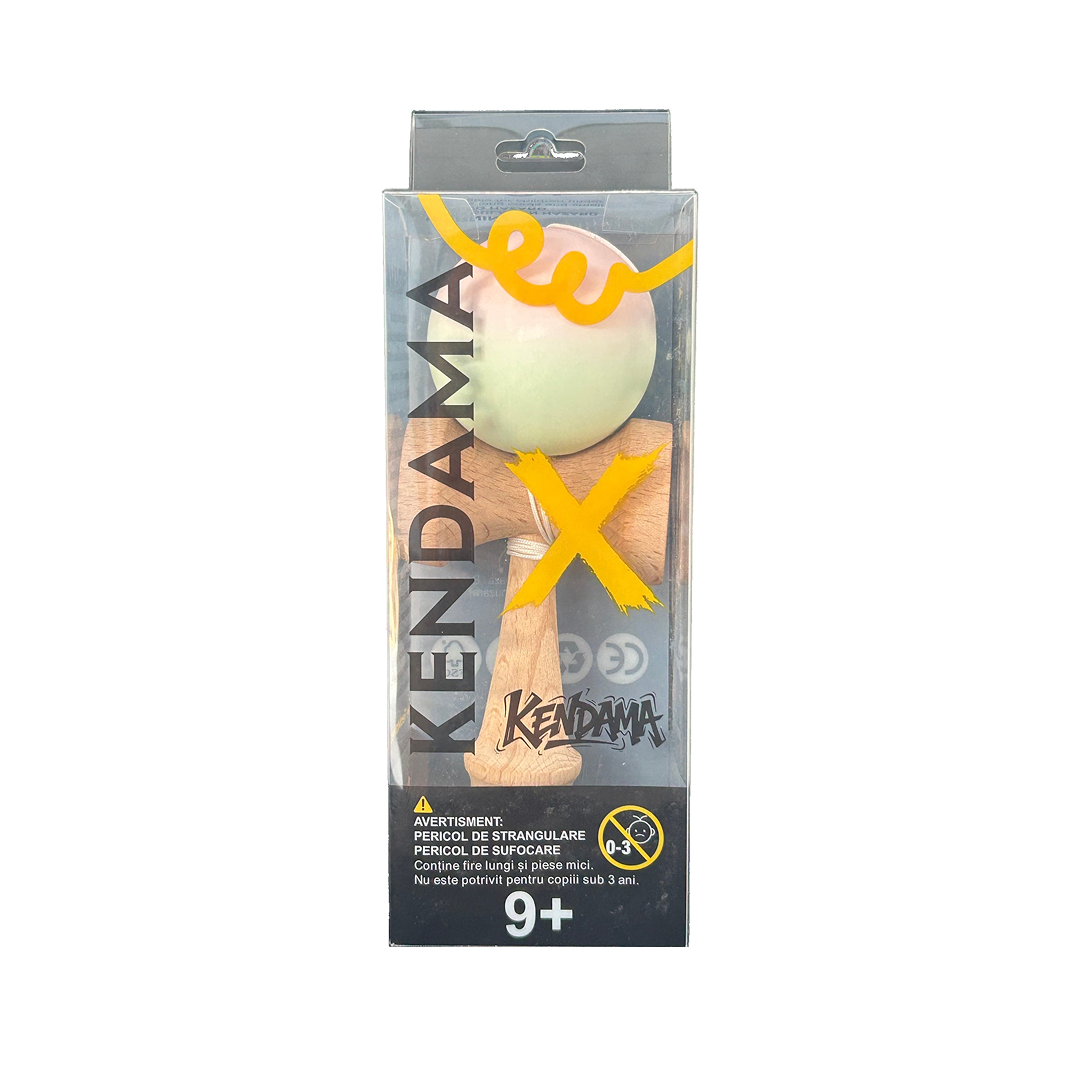 Kendama X Berbis – Jucarie Interactiva din Lemn, 18 cm, Joc de Indemanare pentru Copii si Adulti, Model Roz-Verde in Degrade