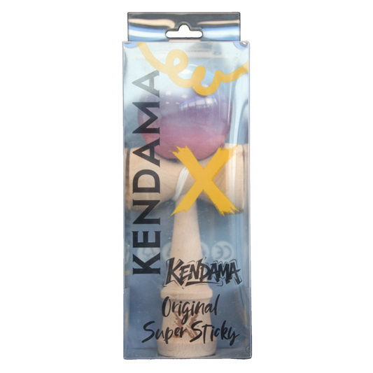 Kendama X Originala Berbis – Jucarie Interactiva din Lemn, 18 cm, Joc de Indemanare pentru Copii si Adulti, Model Albastru Deschis-Mov-Roz in Degrade