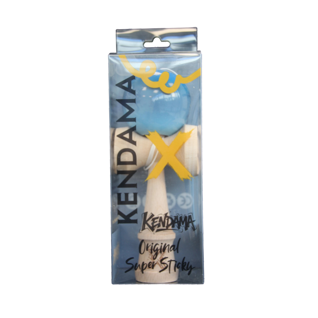 Kendama X Originala Super Sticky Berbis – Jucarie Interactiva din Lemn, 18 cm, Joc de Indemanare pentru Copii si Adulti, Model Abastru-Gri-Bleu in Degrade
