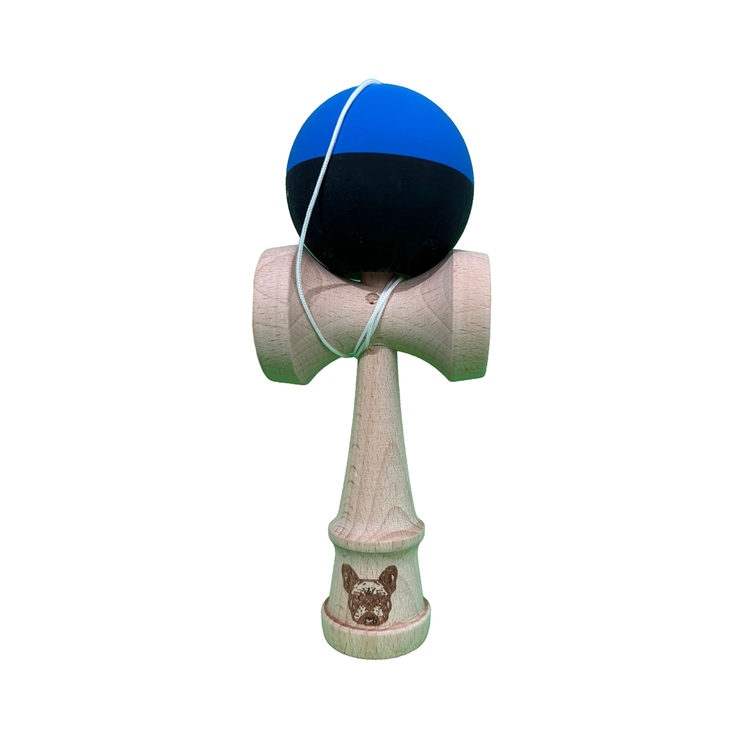 Kendama X Originala Berbis – Jucarie Interactiva din Lemn, 18 cm, Joc de Indemanare pentru Copii si Adulti, Model Bicolor Albastru-Negru