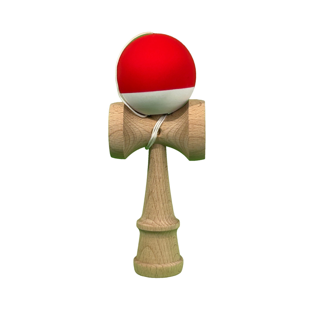Kendama X Originala Super Sticky Berbis – Jucarie Interactiva din Lemn, 18 cm, Joc de Indemanare pentru Copii si Adulti, Model Bicolor Rosu-Alb
