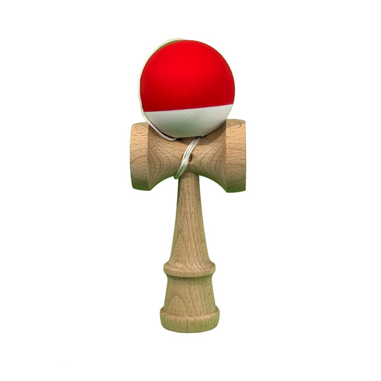 Kendama X Originala Super Sticky Berbis – Jucarie Interactiva din Lemn, 18 cm, Joc de Indemanare pentru Copii si Adulti, Model Bicolor Rosu-Alb