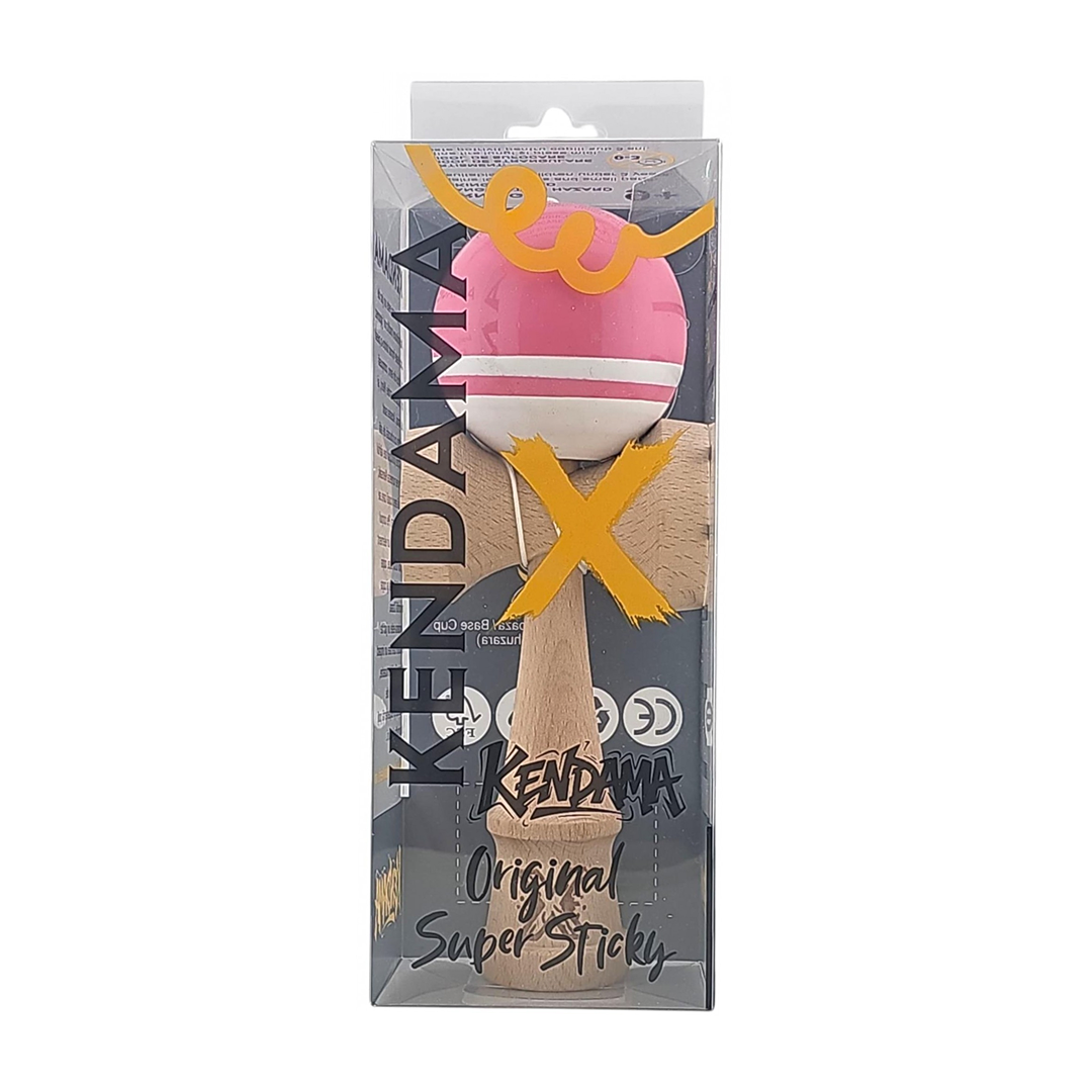 Kendama X Originala Super Sticky Berbis – Jucarie Interactiva din Lemn, 18 cm, Joc de Indemanare pentru Copii si Adulti, Model Bicolor Roz-Alb