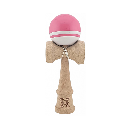 Kendama X Originala Super Sticky Berbis – Jucarie Interactiva din Lemn, 18 cm, Joc de Indemanare pentru Copii si Adulti, Model Bicolor Roz-Alb
