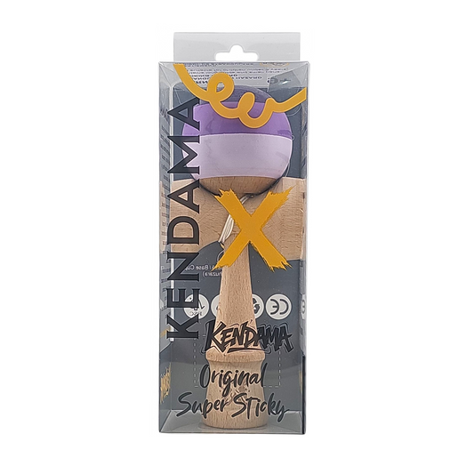 Kendama X Originala Super Sticky Berbis – Jucarie Interactiva din Lemn, 18 cm, Joc de Indemanare pentru Copii si Adulti, Multicolor Purpuriu-Mov-Lila in Dungi
