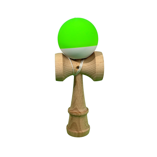 Kendama X Originala Super Sticky Berbis – Jucarie Interactiva din Lemn, 18 cm, Joc de Indemanare pentru Copii si Adulti, Model Bicolor Verde-Alb