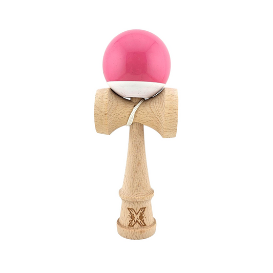 Kendama X Originala Rubber Grip Berbis - Profesionala - Jucarie Interactiva din Lemn, 18 cm, Joc de Indemanare pentru Copii si Adulti, Model Bicolor Roz-Alb (Copy)