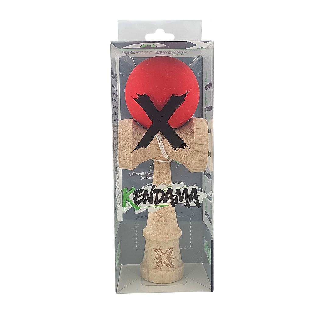 Kendama X Originala Rubber Grip Berbis - Profesionala - Jucarie Interactiva din Lemn, 18 cm, Joc de Indemanare pentru Copii si Adulti, Model Rosu