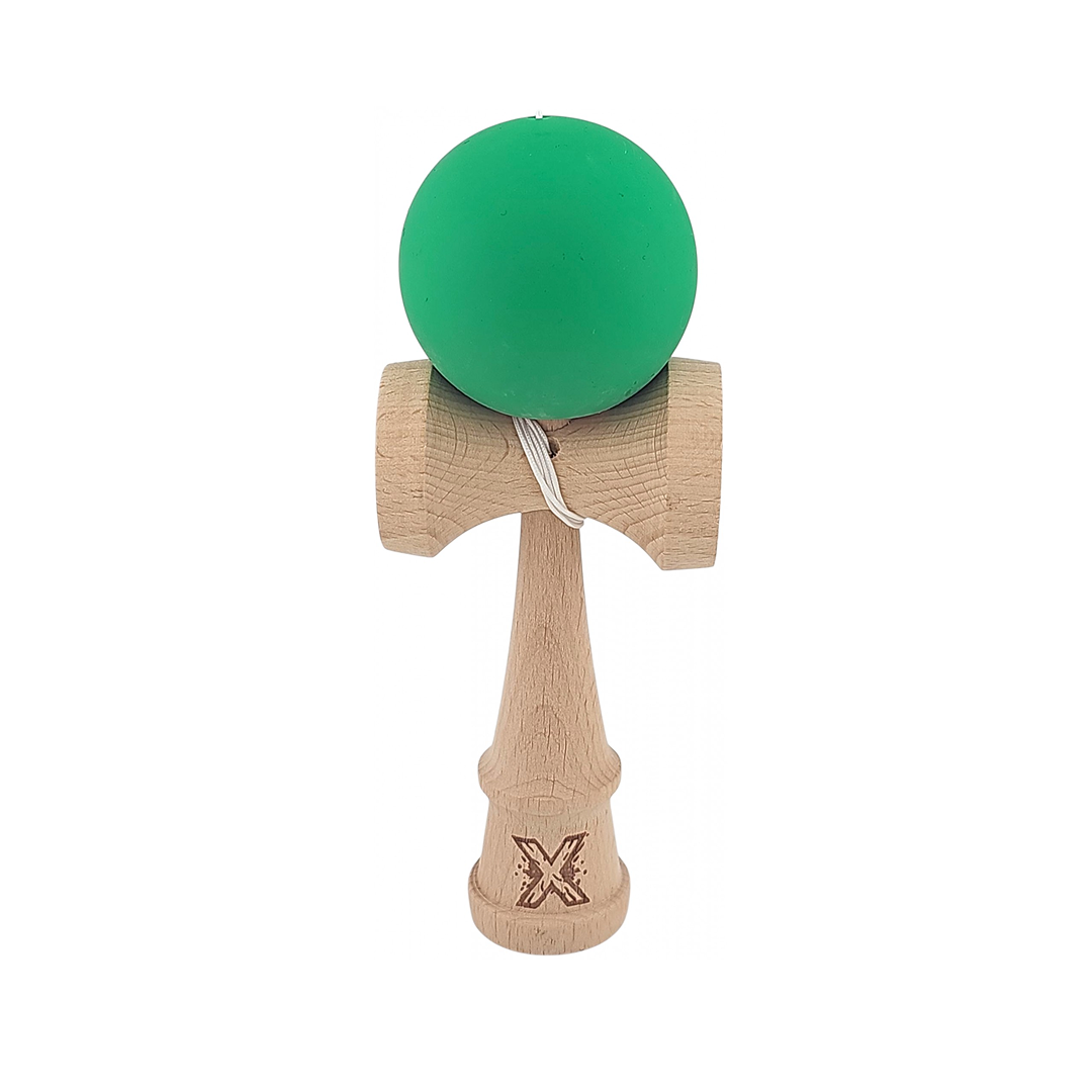 Kendama X Originala Rubber Grip Berbis - Profesionala - Jucarie Interactiva din Lemn, 18 cm, Joc de Indemanare pentru Copii si Adulti, Model Verde