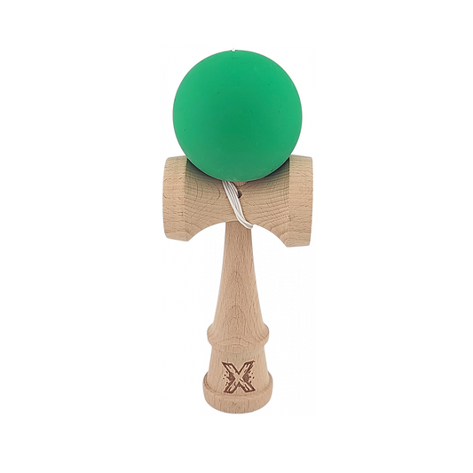 Kendama X Originala Rubber Grip Berbis - Profesionala - Jucarie Interactiva din Lemn, 18 cm, Joc de Indemanare pentru Copii si Adulti, Model Verde