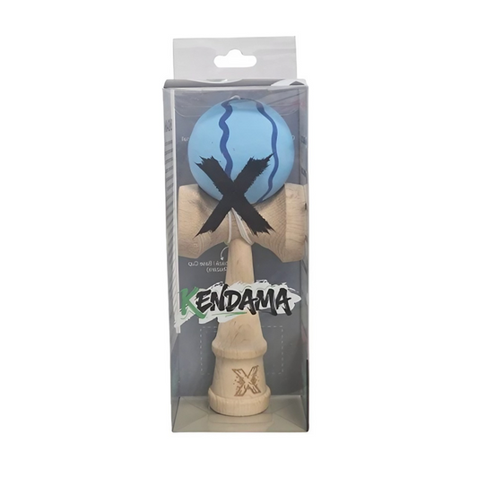 Kendama X Originala Rubber Grip Berbis - Profesionala - Jucarie Interactiva din Lemn, 18 cm, Joc de Indemanare pentru Copii si Adulti, Model Albastru Deschis