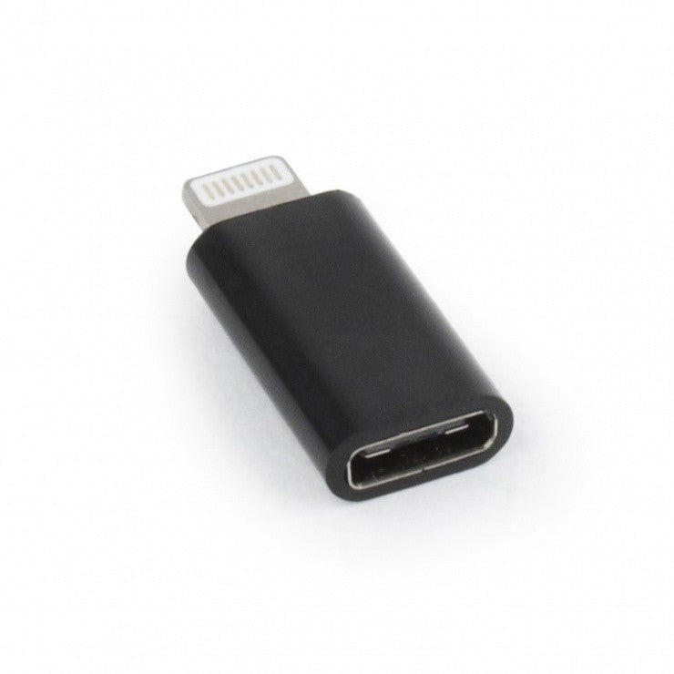 Adaptor USB-C Mama la Lightning Tata, Convertor Date si Incarcare pentru iPhone, Carcasa Metalica cu Agatatoare Breloc, Negru