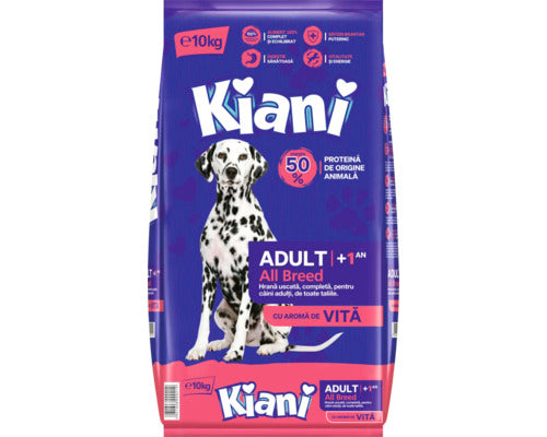 Kiani Hrana Uscata Pentru Caini Adulti, Reteta Cu Vita Si Cereale, Sac 10 kg