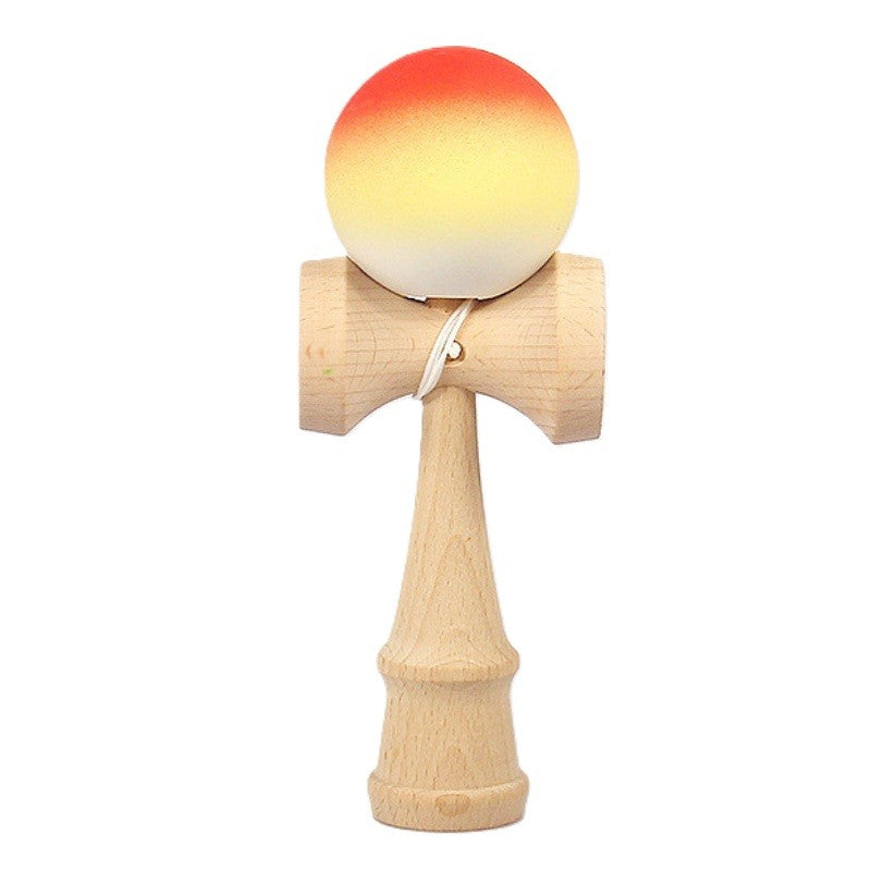 Kendama X Berbis – Jucarie Interactiva din Lemn, 18 cm, Joc de Indemanare pentru Copii si Adulti, Model Portocaliu-Galben-Alb in Degrade