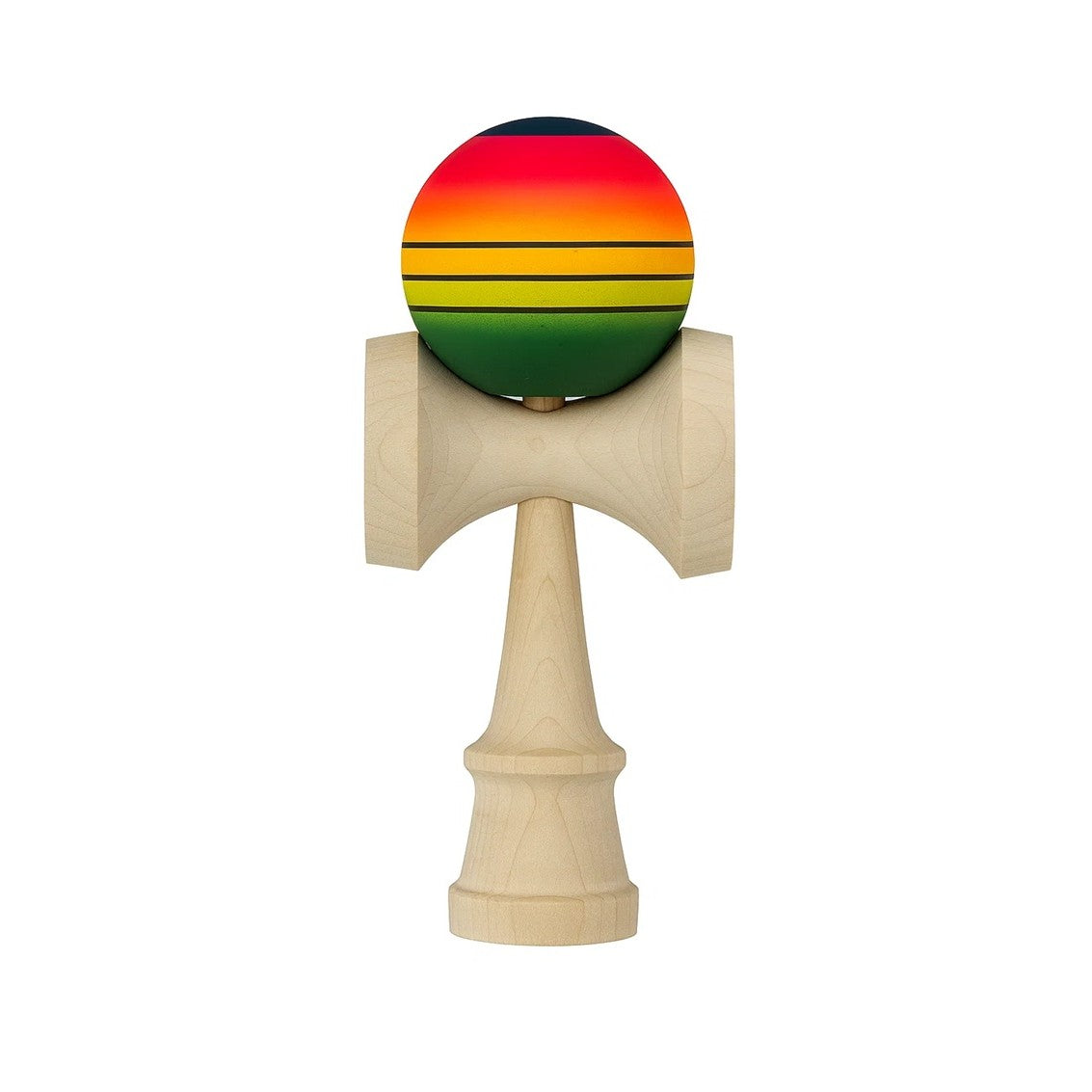 Kendama X Berbis – Jucarie Interactiva din Lemn, 18 cm, Joc de Indemanare pentru Copii si Adulti, Model Rosu-Galben-Verde in Degrade