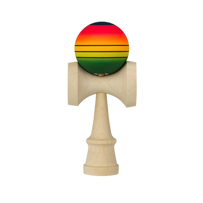 Kendama X Berbis – Jucarie Interactiva din Lemn, 18 cm, Joc de Indemanare pentru Copii si Adulti, Model Rosu-Galben-Verde in Degrade