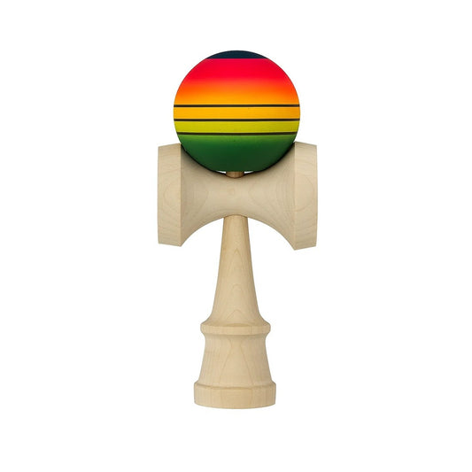 Kendama X Berbis – Jucarie Interactiva din Lemn, 18 cm, Joc de Indemanare pentru Copii si Adulti, Model Rosu-Galben-Verde in Degrade