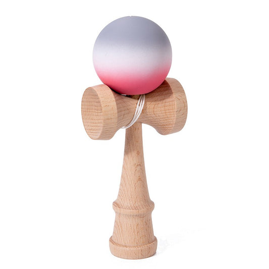 Kendama X Berbis – Jucarie Interactiva din Lemn, 18 cm, Joc de Indemanare pentru Copii si Adulti, Model Rosu-Alb-Gri in Degrade