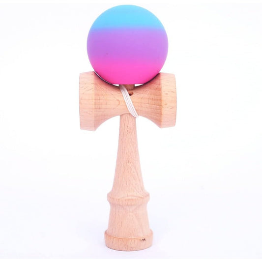 Kendama X Berbis – Jucarie Interactiva din Lemn, 18 cm, Joc de Indemanare pentru Copii si Adulti, Model Roz-Mov-Albastru in Degrade