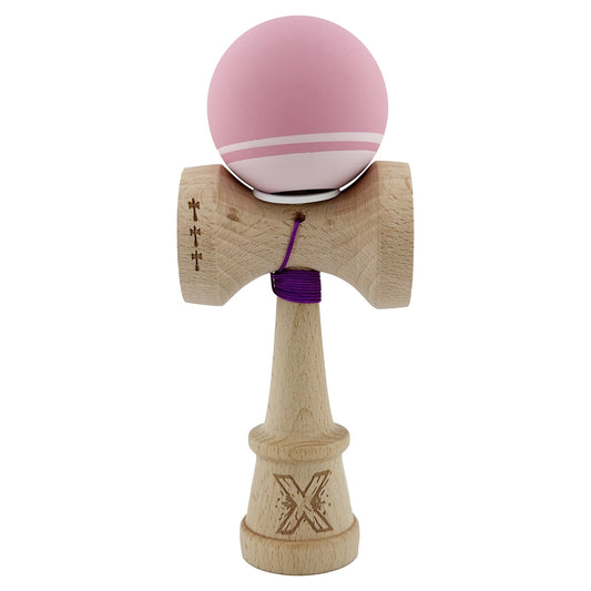 Kendama X Originala, Model V3 Roz / Roz Deschis, Profesionala, Cupe Mari King Size, Rubber Grip, Gaura in Baza, Rulment, Ata 62cm