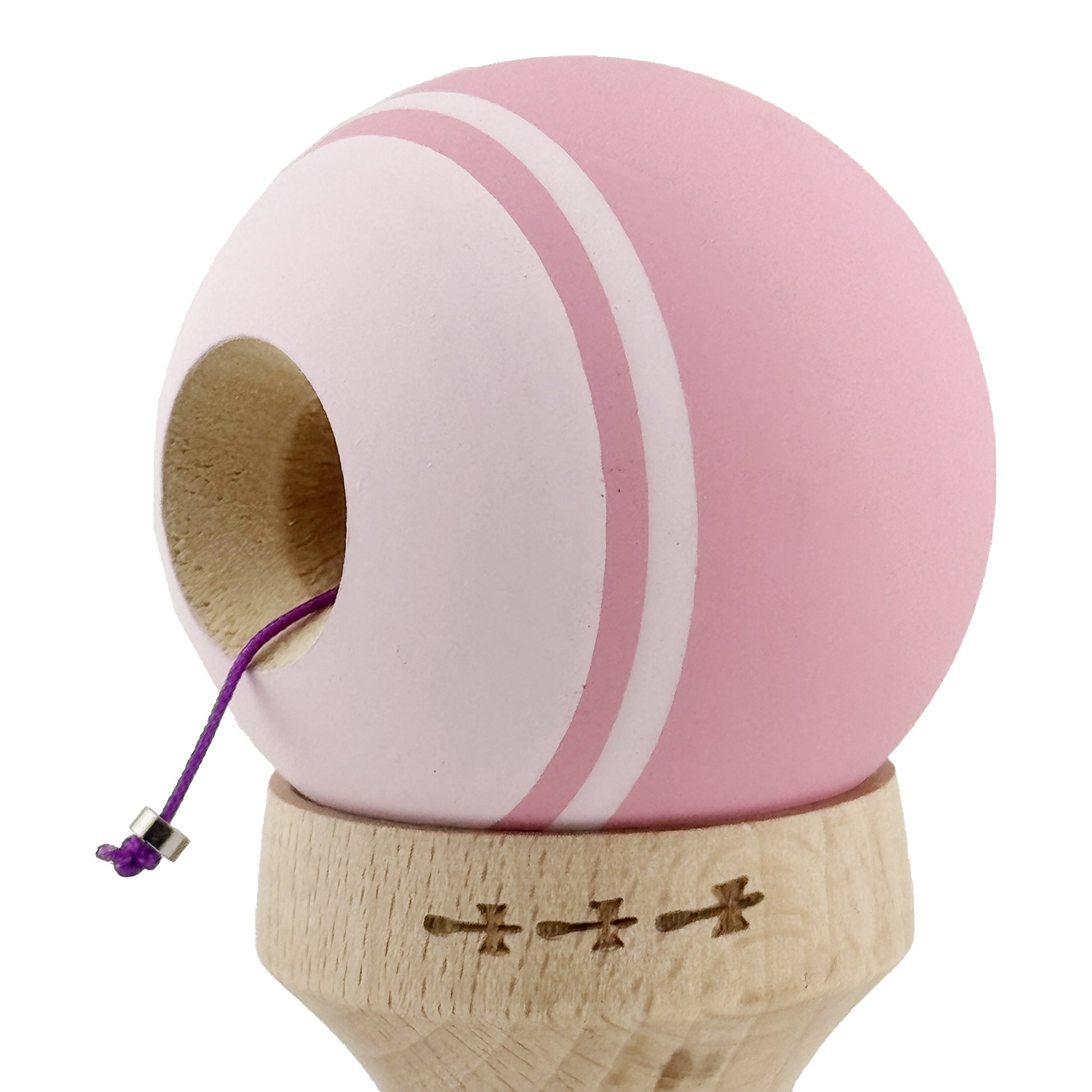 Kendama X Originala, Model V3 Roz / Roz Deschis, Profesionala, Cupe Mari King Size, Rubber Grip, Gaura in Baza, Rulment, Ata 62cm