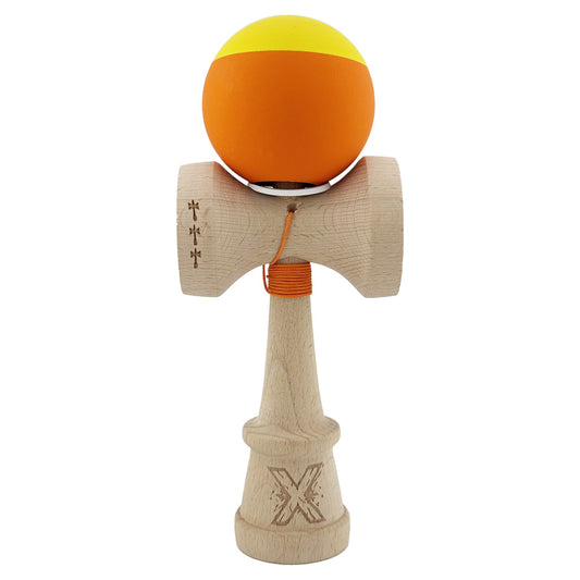 Kendama X Originala, Model V3 Mov / Negru / Alb, Profesionala, Cupe Mari King Size, Rubber Grip, Gaura in Baza, Rulment, Ata 62cm