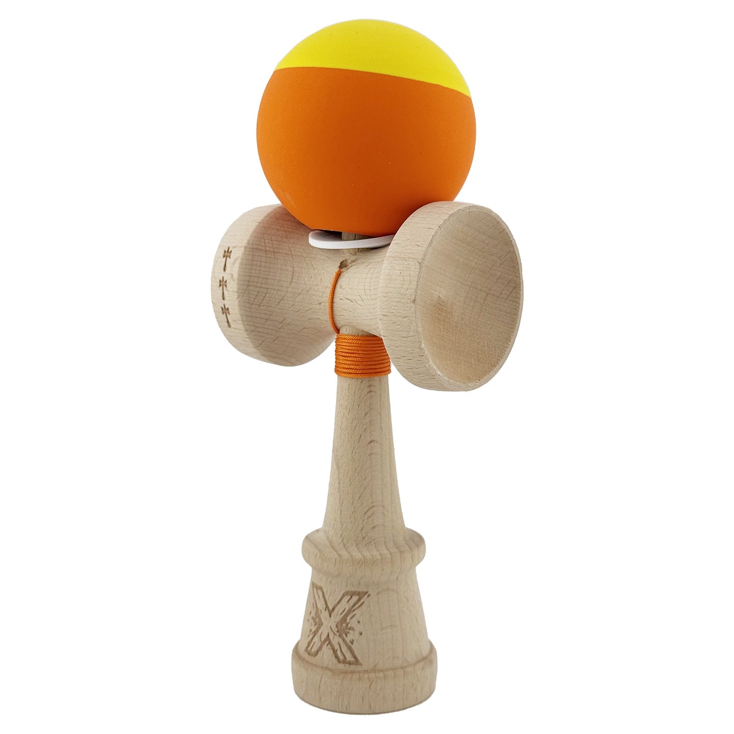 Kendama X Originala, Model V3 Mov / Negru / Alb, Profesionala, Cupe Mari King Size, Rubber Grip, Gaura in Baza, Rulment, Ata 62cm
