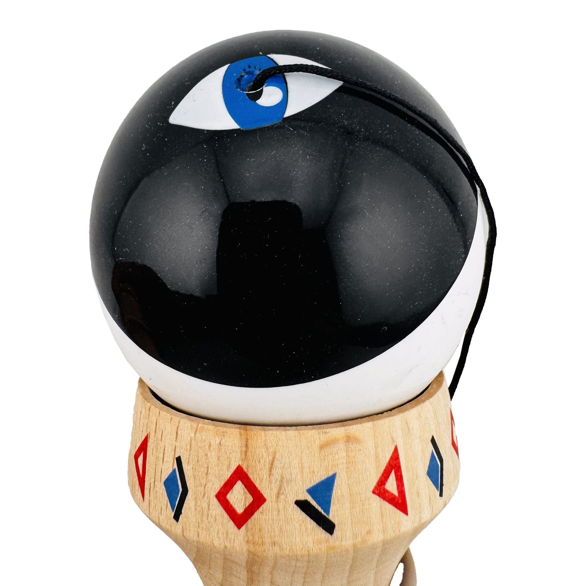 Kendama X Dragon Originala, Model V3 Alb / Negru, Profesionala, Cupe Mari King Size, Super Sticky, Gaura in Baza, Rulment, Ata 62cm