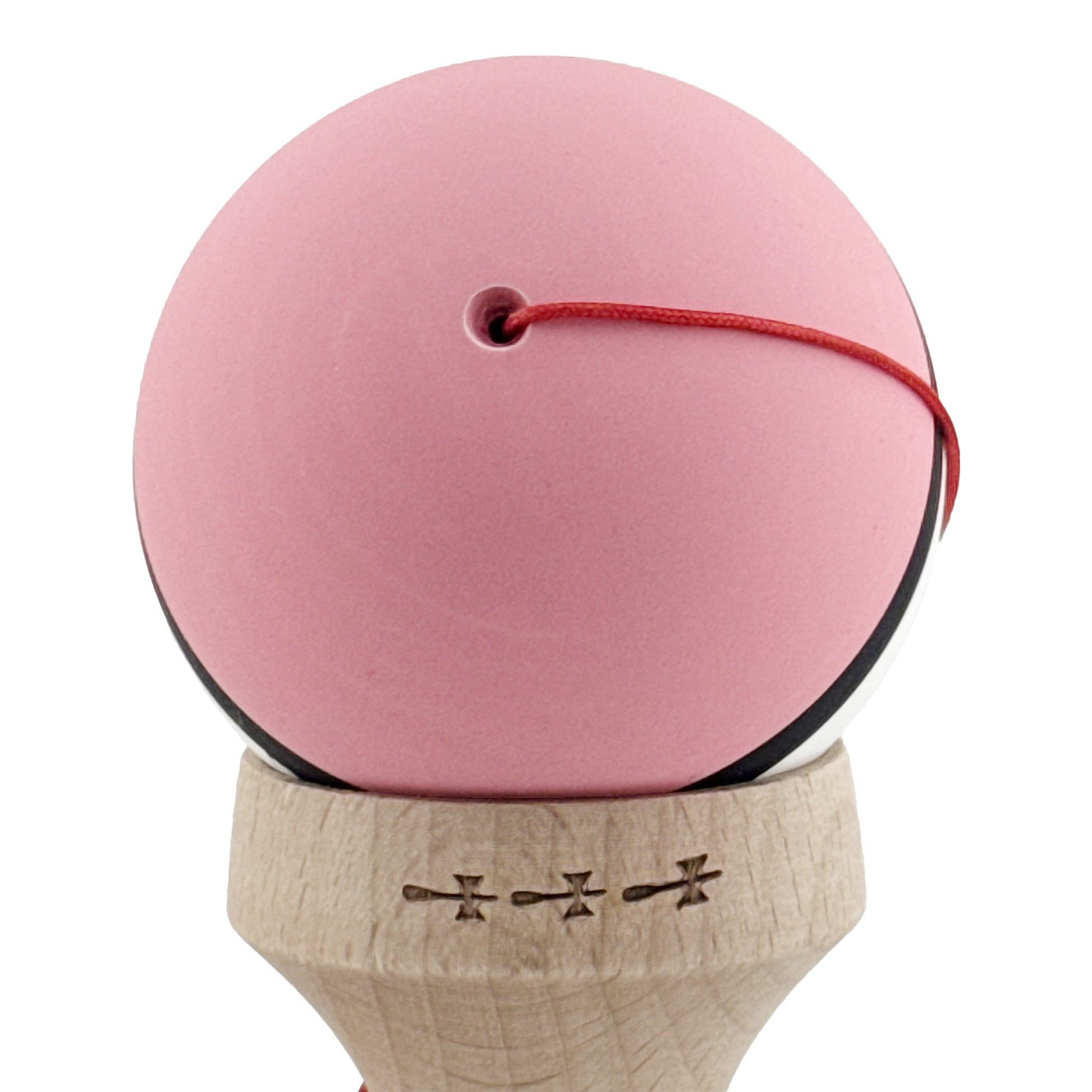 Kendama X Originala, Model V3 Roz / Negru / Alb, Profesionala, Cupe Mari King Size, Rubber Grip, Gaura in Baza, Rulment, Ata 62cm