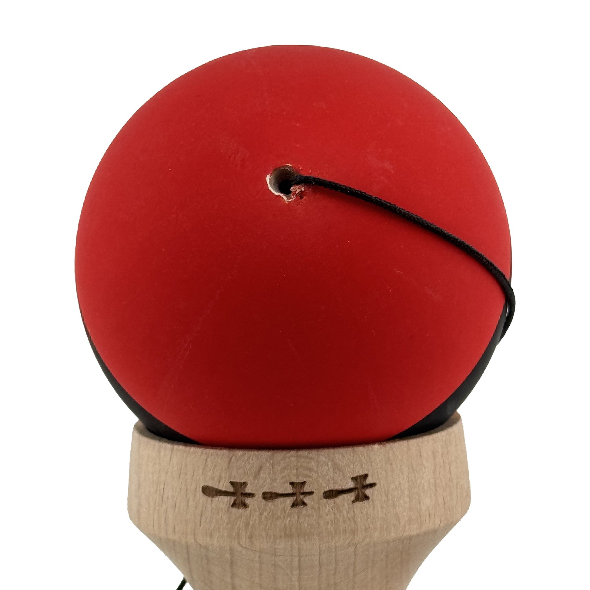 Kendama X Originala, Model V3 Rosu / Negru / Galben, Profesionala, Cupe Mari King Size, Rubber Grip, Gaura in Baza, Rulment, Ata 62cm
