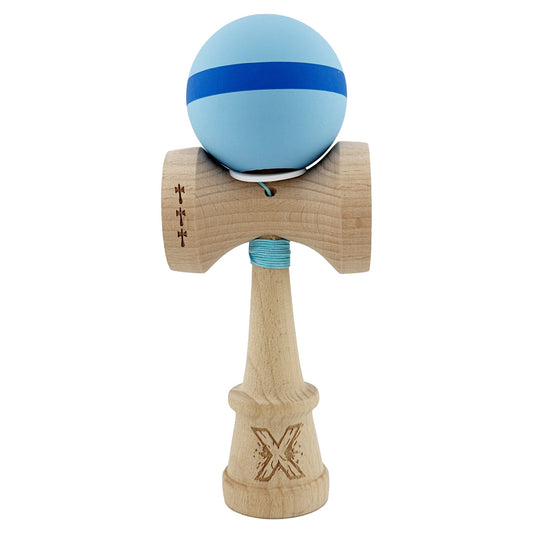 Kendama X Originala, Model V3 Bleu / Albastru / Bleu, Profesionala, Cupe Mari King Size, Rubber Grip, Gaura in Baza, Rulment, Ata 62cm