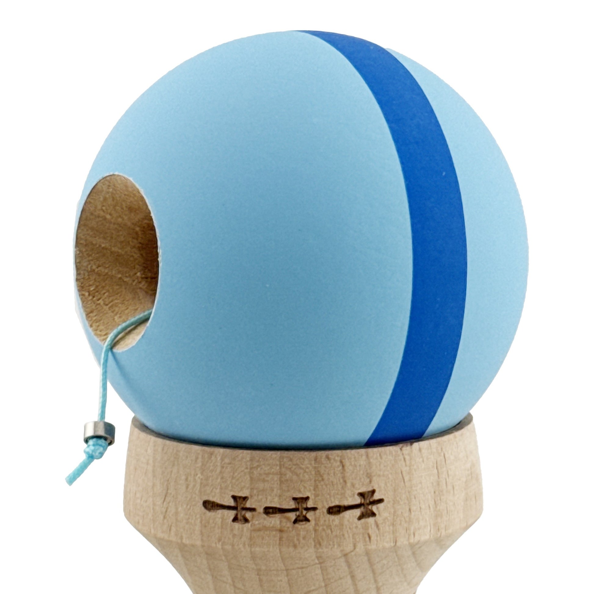 Kendama X Originala, Model V3 Bleu / Albastru / Bleu, Profesionala, Cupe Mari King Size, Rubber Grip, Gaura in Baza, Rulment, Ata 62cm