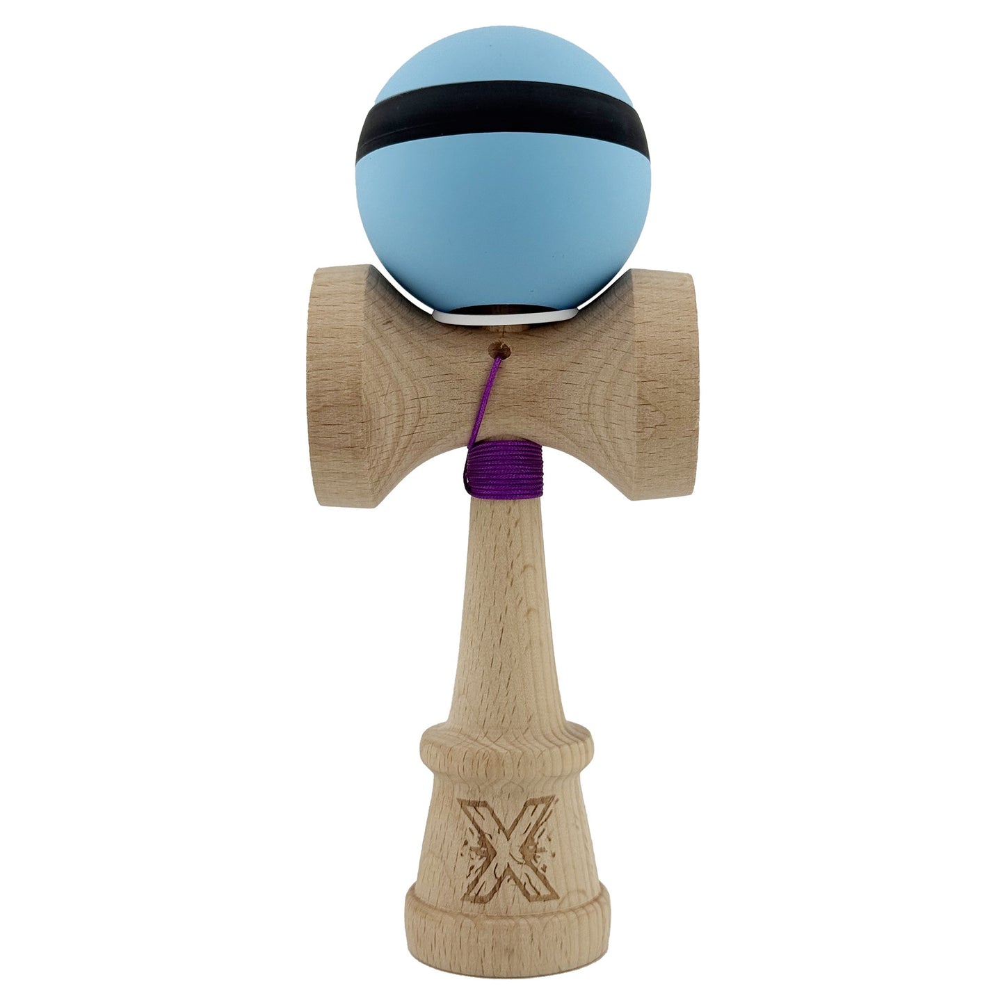 Kendama X Originala, Model V3 Bleu / Negru / Bleu, Profesionala, Cupe Mari King Size, Rubber Grip, Gaura in Baza, Rulment, Ata 62cm