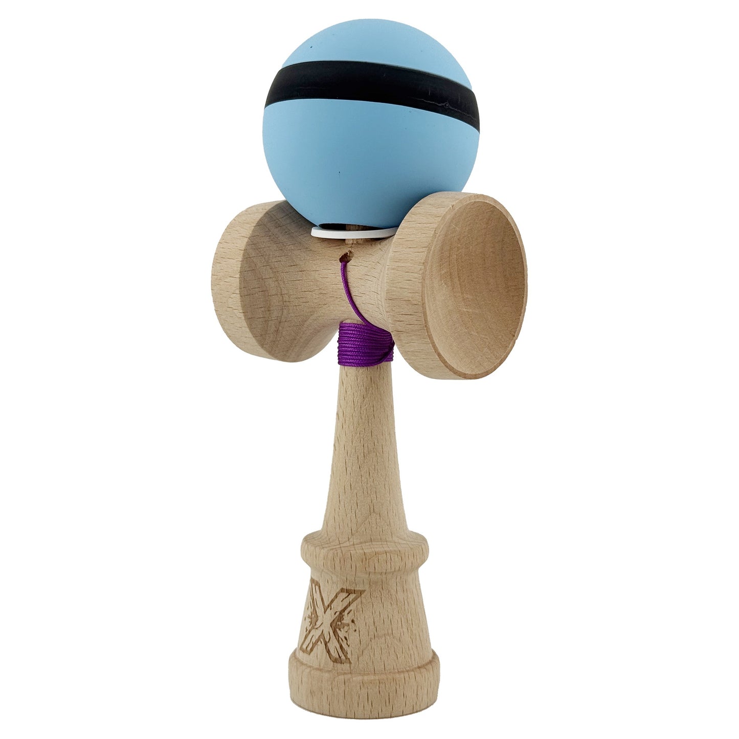 Kendama X Originala, Model V3 Bleu / Negru / Bleu, Profesionala, Cupe Mari King Size, Rubber Grip, Gaura in Baza, Rulment, Ata 62cm