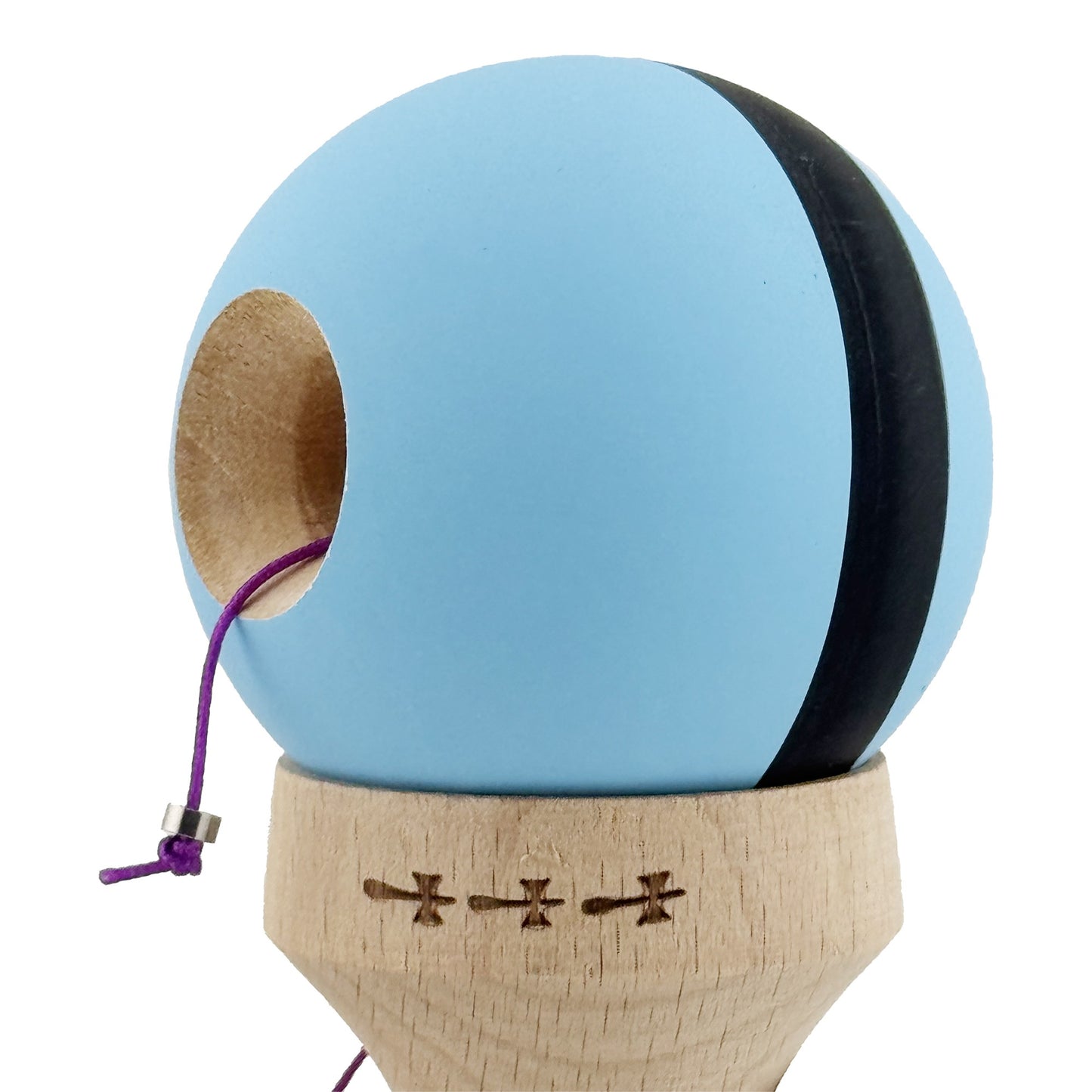 Kendama X Originala, Model V3 Bleu / Negru / Bleu, Profesionala, Cupe Mari King Size, Rubber Grip, Gaura in Baza, Rulment, Ata 62cm