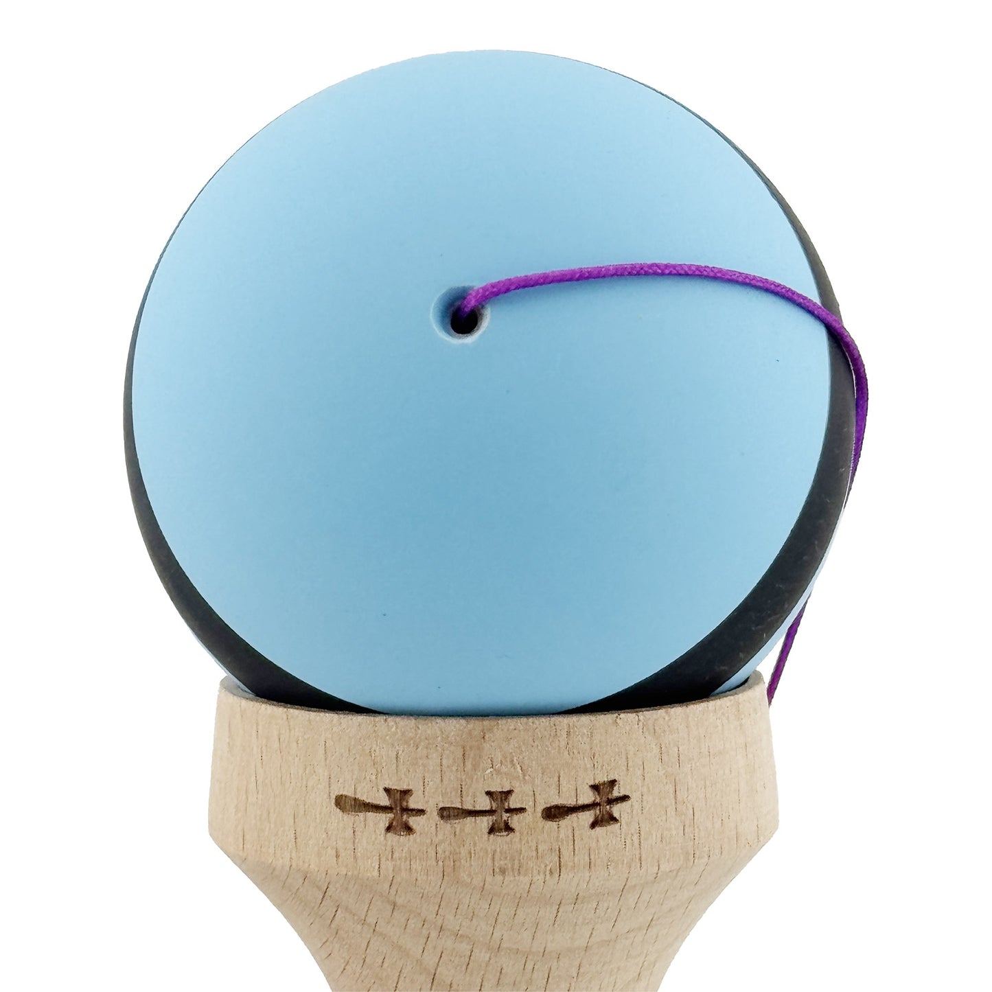 Kendama X Originala, Model V3 Bleu / Negru / Bleu, Profesionala, Cupe Mari King Size, Rubber Grip, Gaura in Baza, Rulment, Ata 62cm