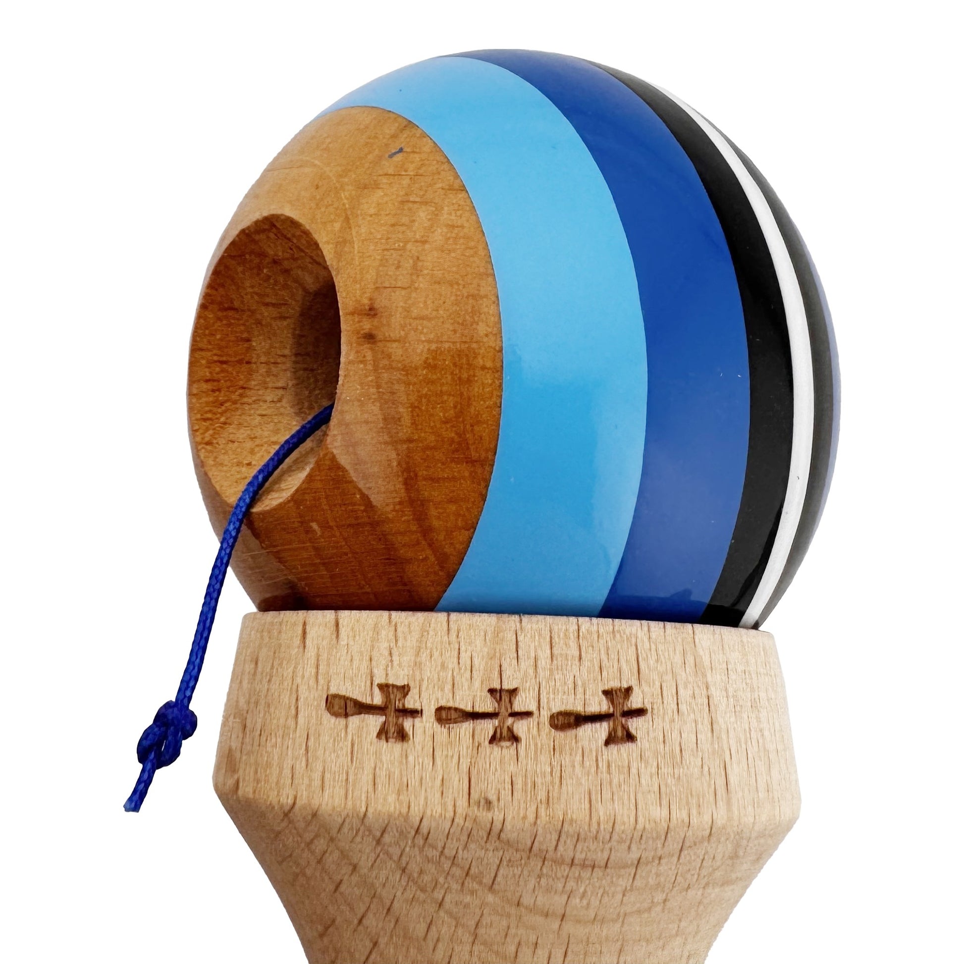 Kendama X Saturn Blue Planet Originala, Model V3 Albastru, Profesionala, Cupe Mari King Size, Super Sticky, Gaura in Baza, Rulment, Ata 62cm