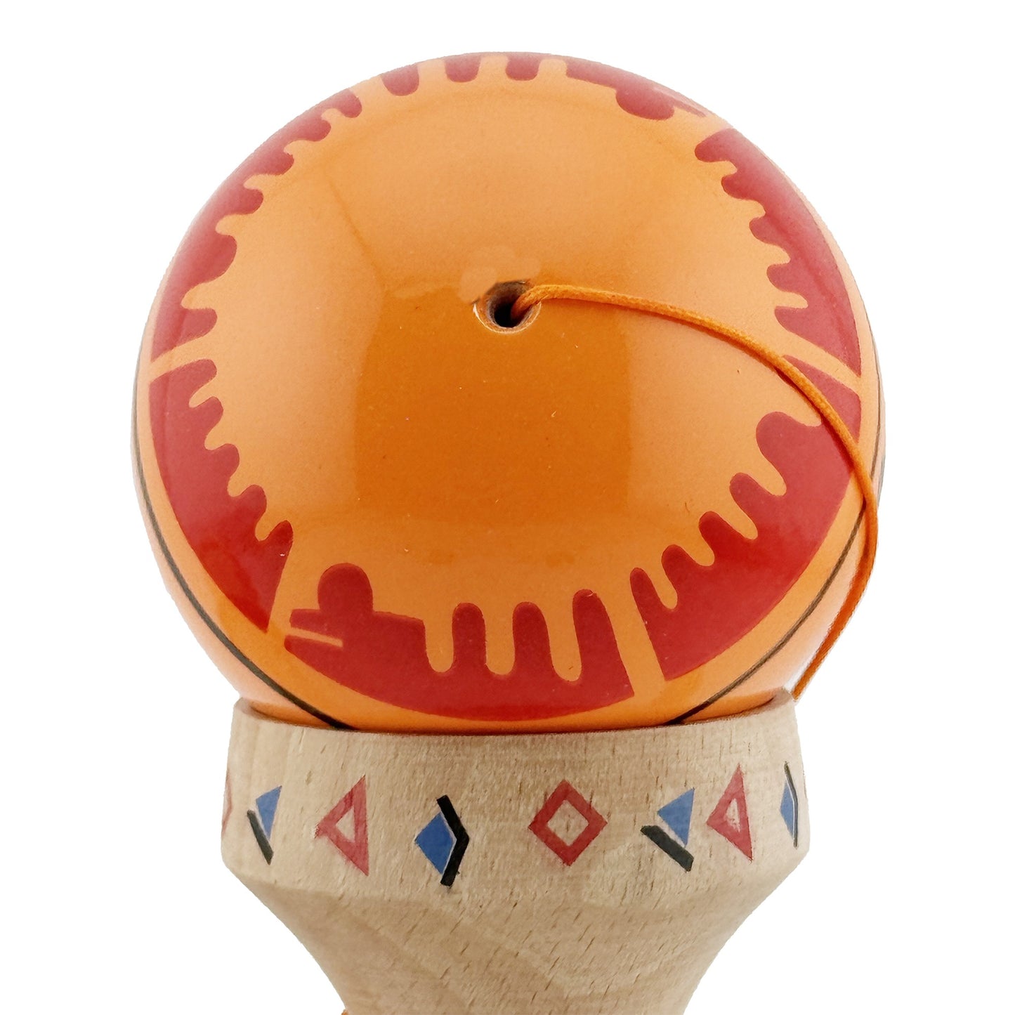 Kendama X Dragon Originala, Model V3 Portocaliu/Negru, Profesionala, Cupe Mari King Size, Super Sticky, Gaura in Baza, Rulment, Ata 62cm