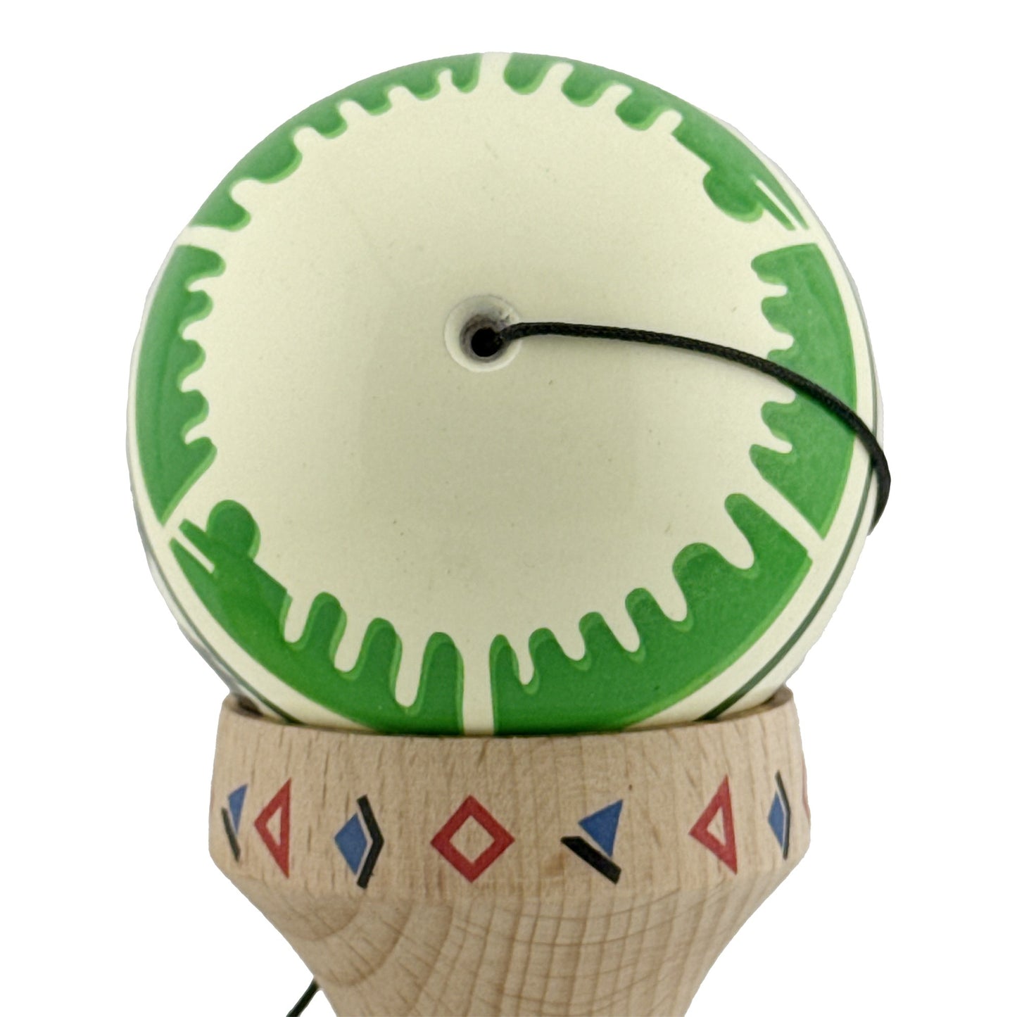 Kendama X Dragon Originala, Model V3 Verde Deschis / Negru, Profesionala, Cupe Mari King Size, Super Sticky, Gaura in Baza, Rulment, Ata 62cm