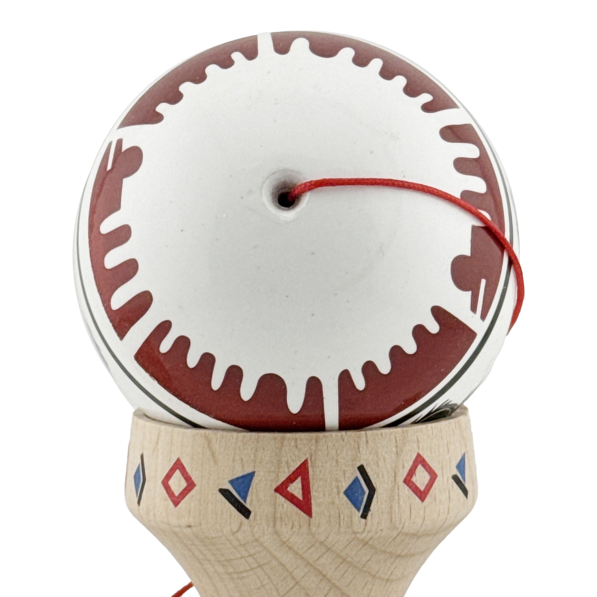 Kendama X Dragon Originala, Model V3 Alb / Rosu Inchis, Profesionala, Cupe Mari King Size, Super Sticky, Gaura in Baza, Rulment, Ata 62cm