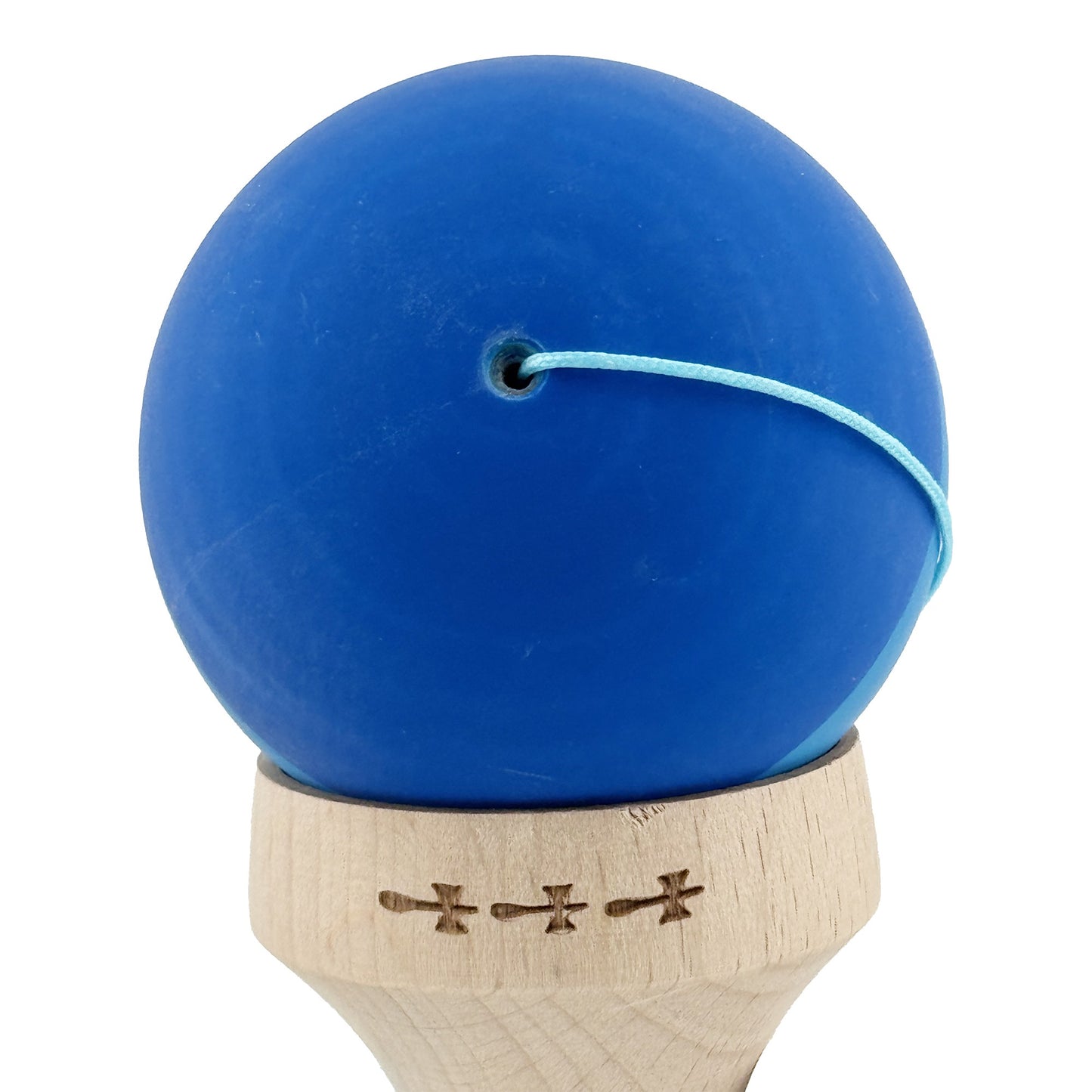 Kendama X Originala, Model V3 Albastru Inchis / Albastru, Profesionala, Cupe Mari King Size, Rubber Grip, Gaura in Baza, Rulment, Ata 62cm