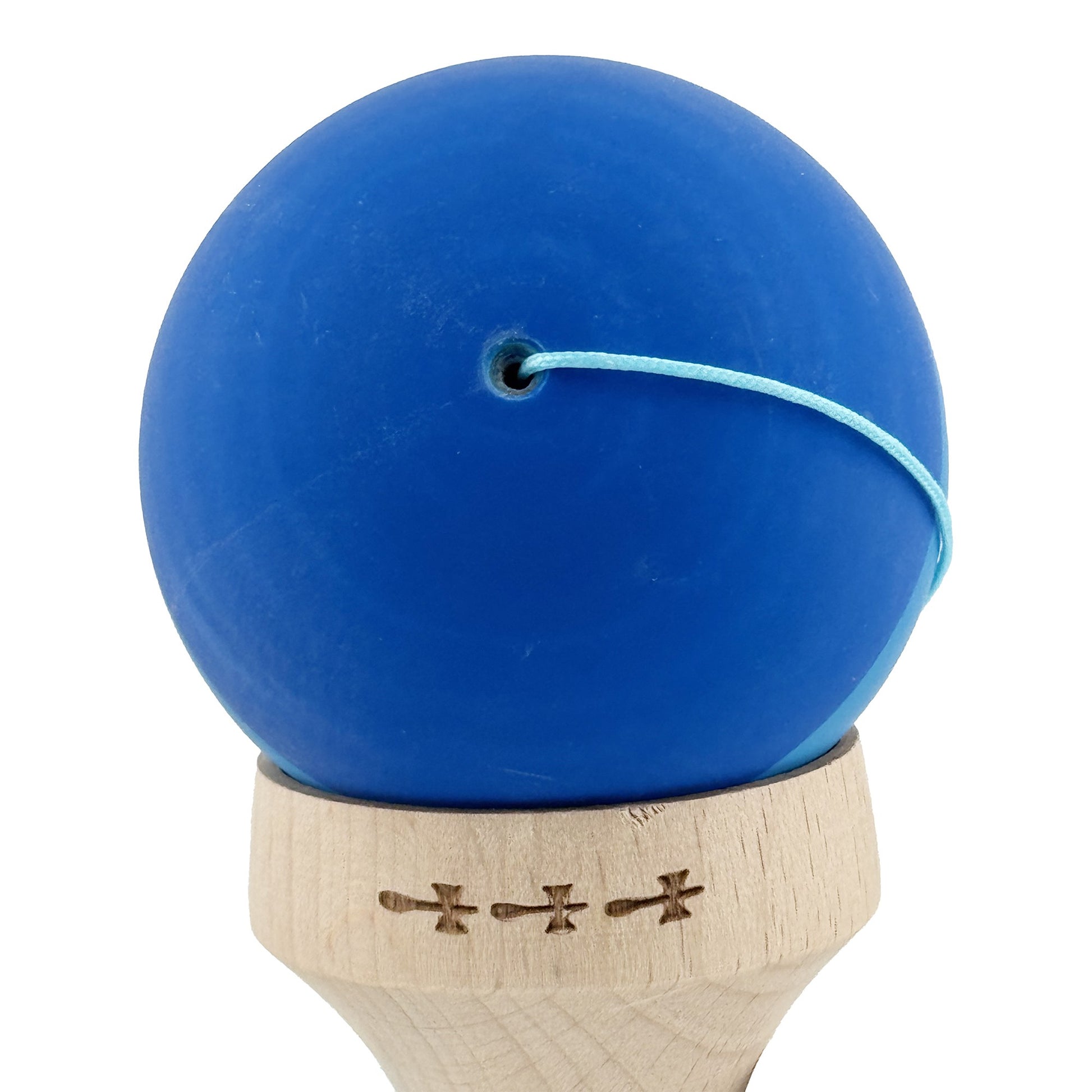 Kendama X Originala, Model V3 Albastru Inchis / Albastru, Profesionala, Cupe Mari King Size, Rubber Grip, Gaura in Baza, Rulment, Ata 62cm