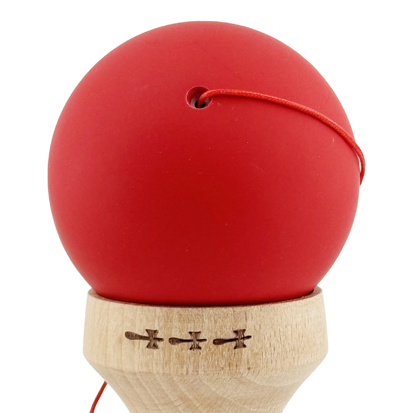 Kendama X Originala, Model V3 Rosu / Alb, Profesionala, Cupe Mari King Size, Rubber Grip, Gaura in Baza, Rulment, Ata 62cm