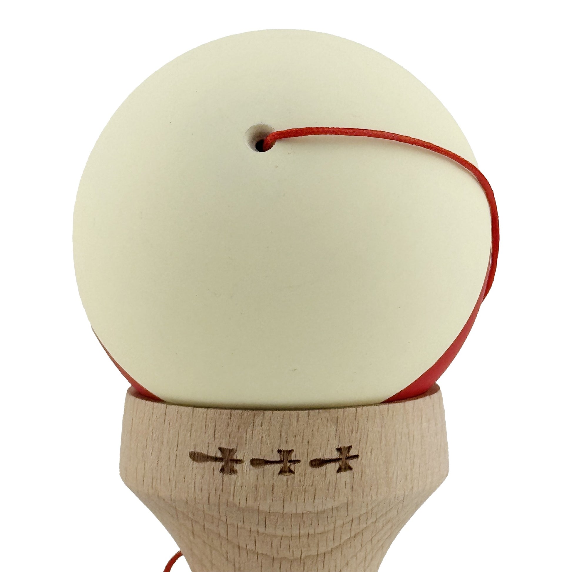 Kendama X Originala, Model V3 Galben / Rosu, Profesionala, Cupe Mari King Size, Rubber Grip, Gaura in Baza, Rulment, Ata 62cm