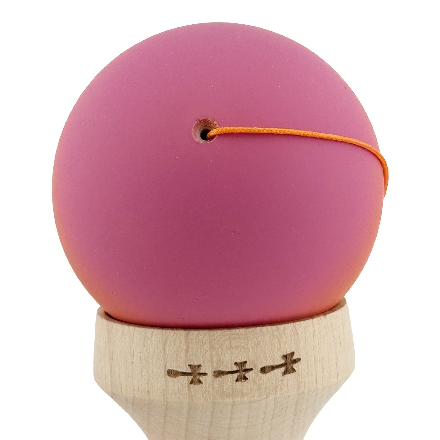 Kendama X Originala, Model V3 Roz / Portocaliu / Galben in Degrade, Profesionala, Cupe Mari King Size, Rubber Grip, Gaura in Baza, Rulment, Ata 62cm