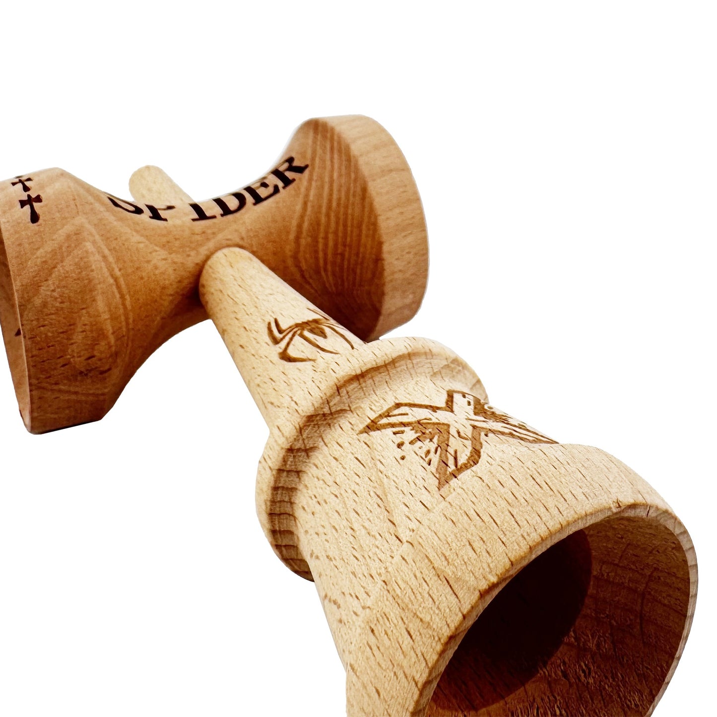 Kendama X Originala, Profesionala, Flippy, SPIDER KING, Super Sticky cu Cupe Mari KING SIZE V3, Gaura in Baza, Rulment Metalic, din lemn 18 cm, Ata 62/65 cm, Rosu/Maro