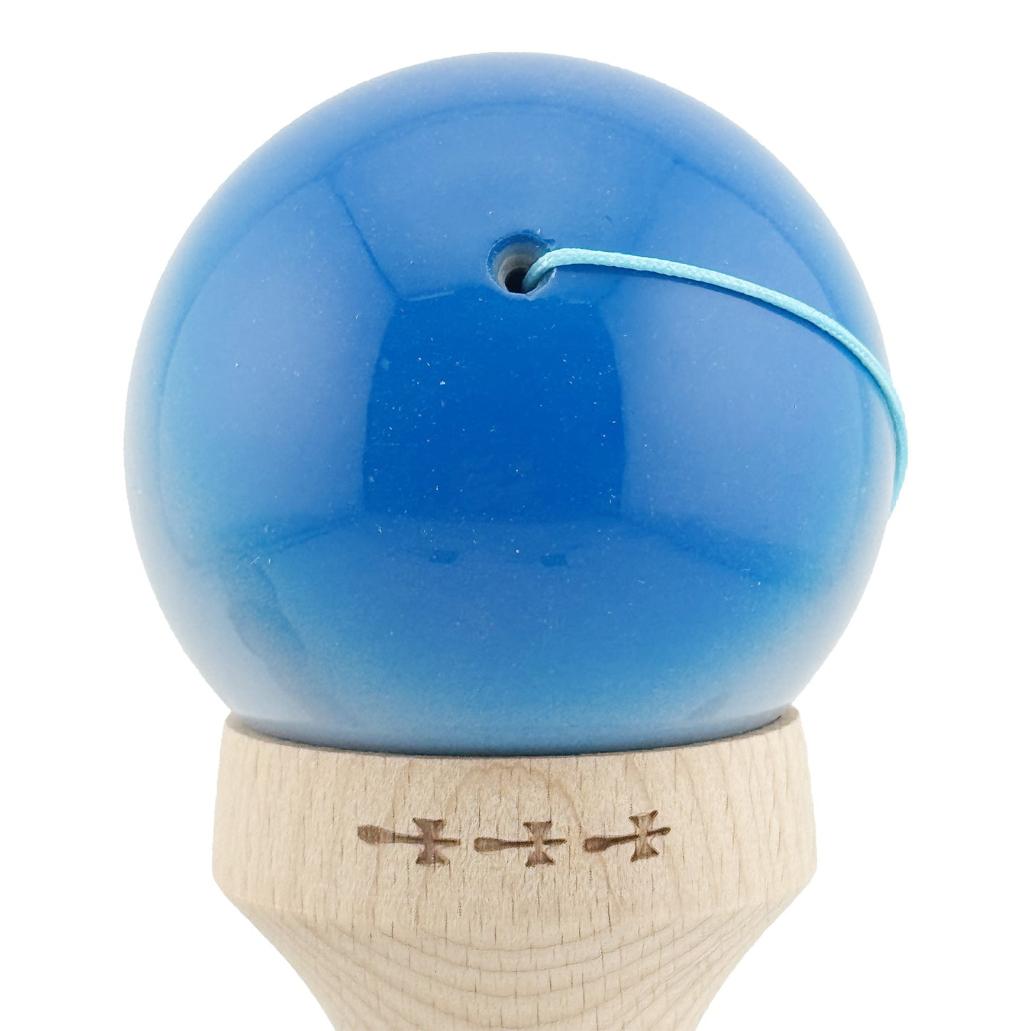 Kendama X Originala, Model V3 Albastru / Gri / Bleu in Degrade, Profesionala, Cupe Mari King Size, Super Sticky, Gaura in Baza, Rulment, Ata 62cm