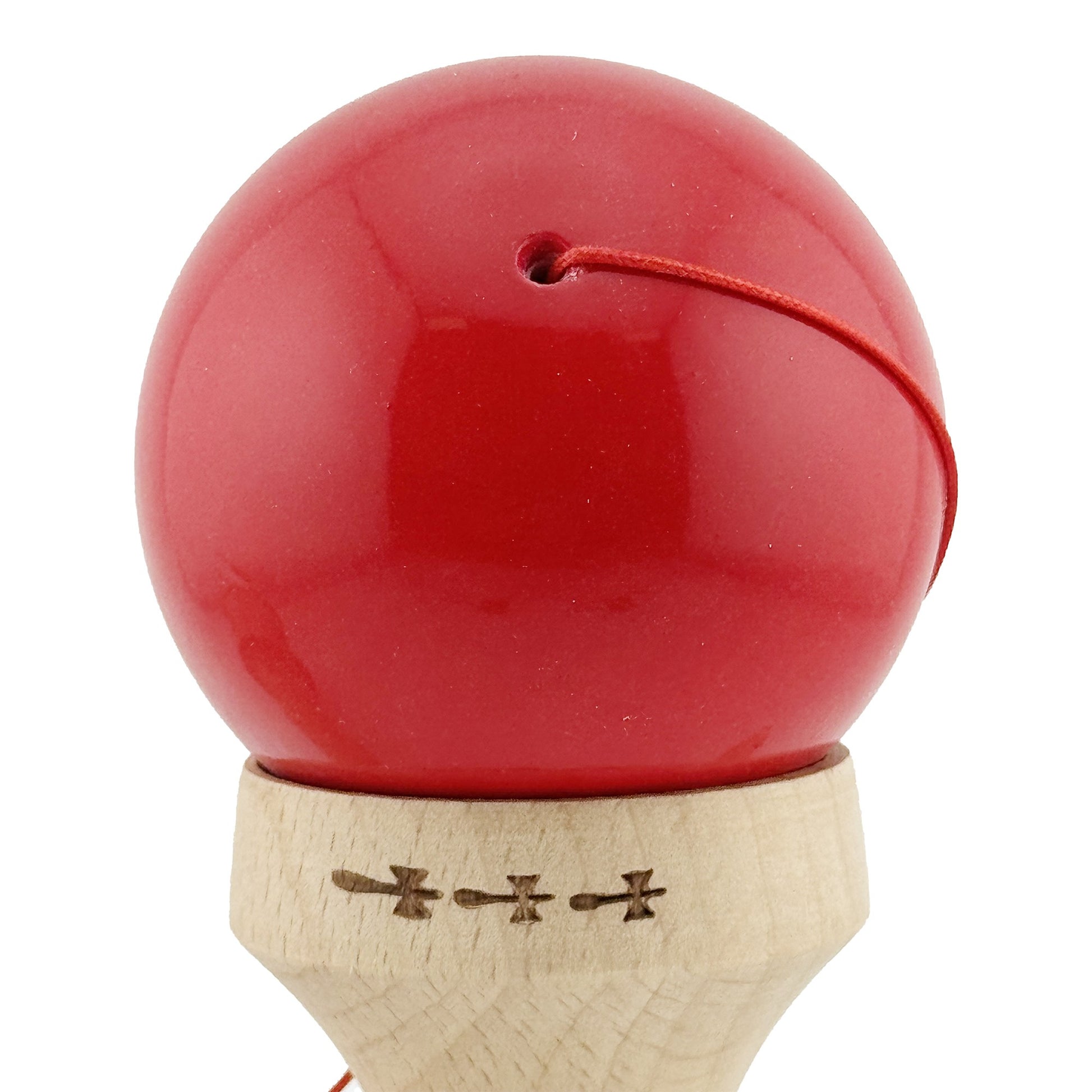 Kendama X Originala, Model V3 Rosu / Alb, Profesionala, Cupe Mari King Size, Super Sticky, Gaura in Baza, Rulment, Ata 62cm
