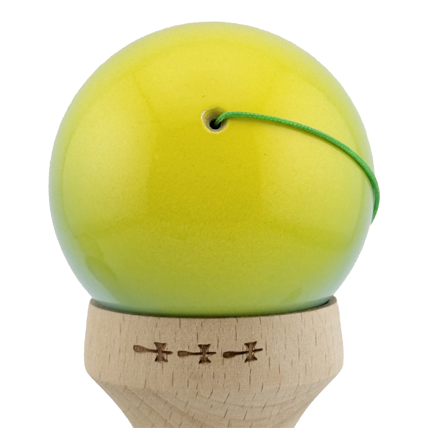 Kendama X Originala, Model V3 Galben / Albastru / Verde in Degrade, Profesionala, Cupe Mari King Size, Super Sticky, Gaura in Baza, Rulment, Ata 62cm